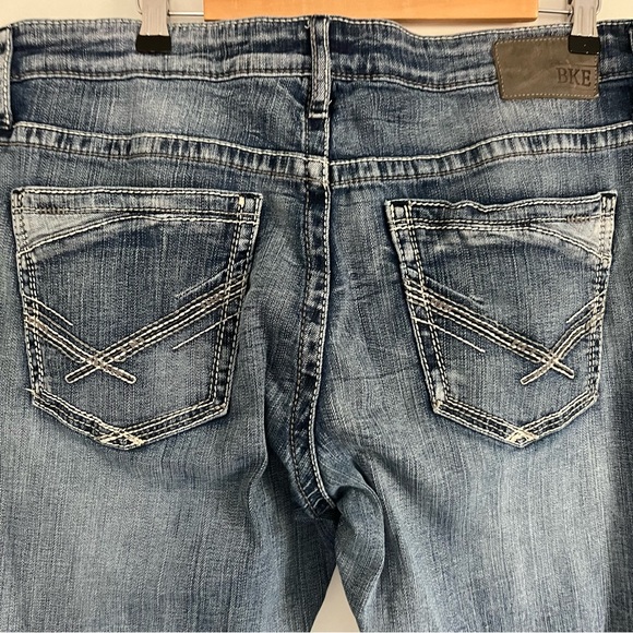 BKE Jake Straight Leg Denim Jeans Light Wash Distressed Read Notes Ripped 36 R - Picture 8 of 11